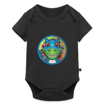 Crocodile Stained Glass Colorful Cartoon Kawaii An - Baby Premium short-sleeve bodysuit - black - Front