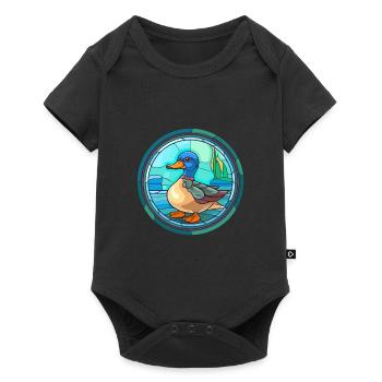 Canard vitrail coloré dessin animé Kawaii Animal - Body à manches courtes Premium Bébé - noir - Devant