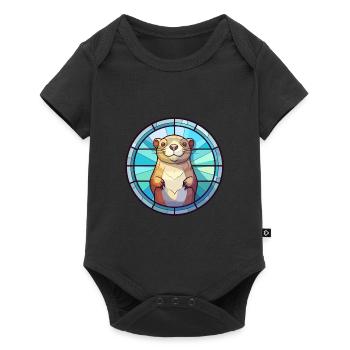Gopher Stained Glass Colorful Cartoon Kawaii Anima - Baby Premium short-sleeve bodysuit - black - Front