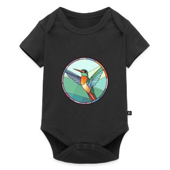Colibri vitrail coloré dessin animé Kawaii - Body à manches courtes Premium Bébé - noir - Devant