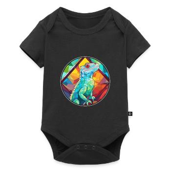 Iguana Stained Glass Colorful Cartoon Kawaii Anima - Baby Premium short-sleeve bodysuit - black - Front