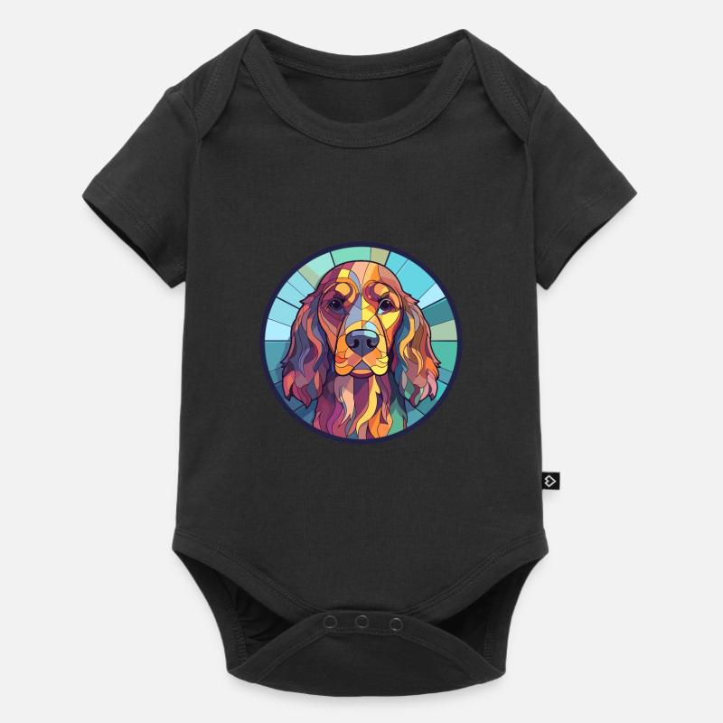 Englischer Cocker Spaniel Hund Buntglas Bunt - Baby Premium Kurzarmbody - Schwarz