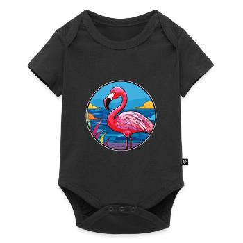 Flamingo Stained Glass Colorful Cartoon Kawaii Ani - Baby Premium short-sleeve bodysuit - black - Front
