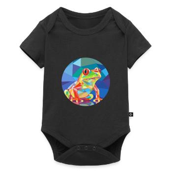 Grenouille vitrail coloré dessin animé Kawaii Animal - Body à manches courtes Premium Bébé - noir - Devant