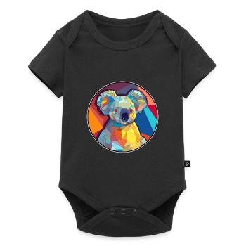 Koala vitrail coloré dessin animé Kawaii Animal - Body à manches courtes Premium Bébé - noir - Devant