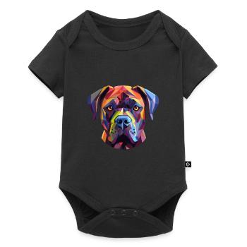 Cane Corso chien vitrail coloré dessin animé Kawa - Body à manches courtes Premium Bébé - noir - Devant