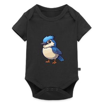 Jay Bird Cute Cartoon Kawaii Watercolor Animal Pet - Baby Premium short-sleeve bodysuit - black - Front
