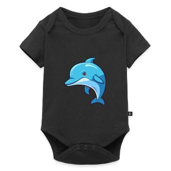 Dolphin Cute Cartoon Kawaii Watercolor Animal Pet - Baby Premium short-sleeve bodysuit - black - Front