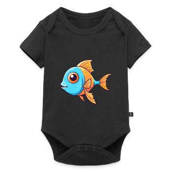 Fish Cute Cartoon Kawaii Watercolor Animal Pet - Baby Premium short-sleeve bodysuit - black - Front