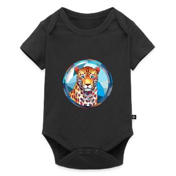 Leopard Stained Glass Colorful Cartoon Kawaii Anim - Baby Premium short-sleeve bodysuit - black - Front