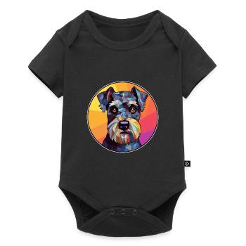 Miniature Schnauzer Dog Stained Glass Colorful Car - Baby Premium short-sleeve bodysuit - black - Front