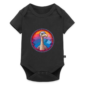 Autruche vitrail coloré dessin animé Kawaii Anim - Body à manches courtes Premium Bébé - noir - Devant