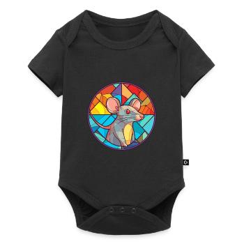 Rat Stained Glass Colorful Cartoon Kawaii Animal - Baby Premium short-sleeve bodysuit - black - Front