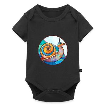 Snail Stained Glass Colorful Cartoon Kawaii Animal - Baby Premium short-sleeve bodysuit - black - Front