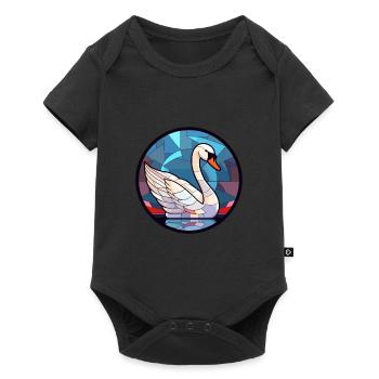 Cygne vitrail coloré dessin animé Kawaii Animal - Body à manches courtes Premium Bébé - noir - Devant
