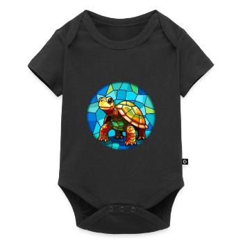 Schildkröte Bunte Karikatur Kawaii Anima - Baby Premium Kurzarmbody - Schwarz - Vorne