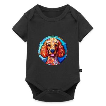 Pudel Hund Bunte Karikatur Kawaii A - Baby Premium Kurzarmbody - Schwarz - Vorne