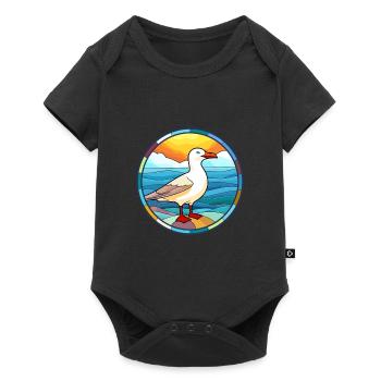 Seagull Stained Glass Colorful Cartoon Kawaii Anim - Baby Premium short-sleeve bodysuit - black - Front