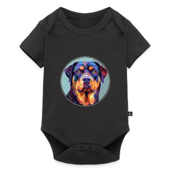Rottweiler chien vitrail coloré dessin animé Kawa - Body à manches courtes Premium Bébé - noir - Devant