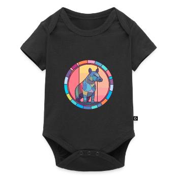 Tapir Stained Glass Colorful Cartoon Kawaii Animal - Baby Premium short-sleeve bodysuit - black - Front