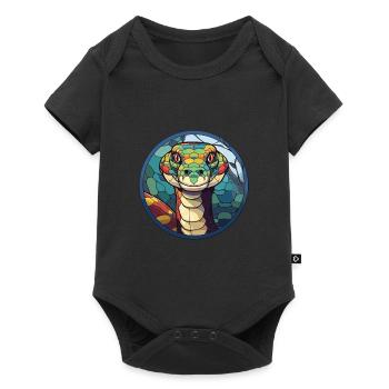 Anaconda Stained Glass Colorful Cartoon Kawaii Ani - Baby Premium short-sleeve bodysuit - black - Front