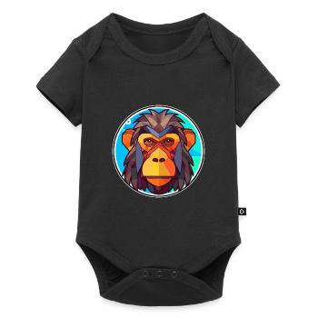 Babouin vitrail coloré dessin animé Kawaii Anima - Body à manches courtes Premium Bébé - noir - Devant