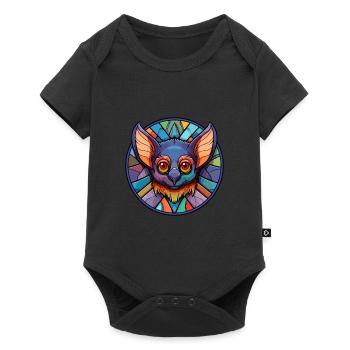 Chauve-souris vitrail coloré dessin animé Kawaii Animal - Body à manches courtes Premium Bébé - noir - Devant