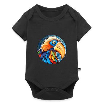 Oiseau vitrail coloré dessin animé Kawaii Animal - Body à manches courtes Premium Bébé - noir - Devant