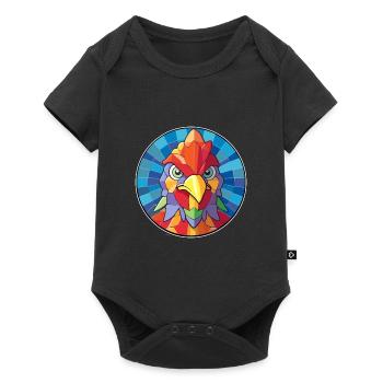 Chicken Stained Glass Colorful Cartoon Kawaii Anim - Baby Premium short-sleeve bodysuit - black - Front