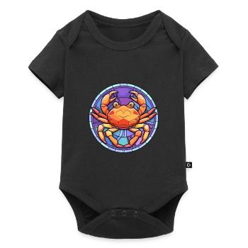 Krabben-Buntglas-Cartoon-Kawaii-Tier - Baby Premium Kurzarmbody - Schwarz - Vorne