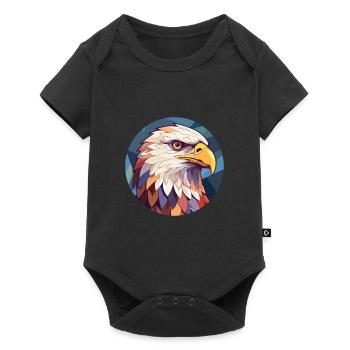 Aigle vitrail coloré Cartoon Kawaii Animal - Body à manches courtes Premium Bébé - noir - Devant