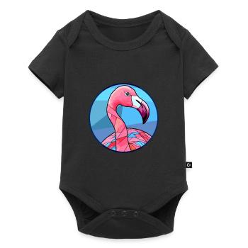Flamingo Stained Glass Colorful Cartoon Kawaii Ani - Baby Premium short-sleeve bodysuit - black - Front