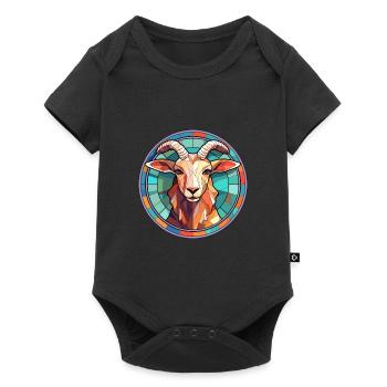 Chèvre vitrail coloré dessin animé Kawaii Animal - Body à manches courtes Premium Bébé - noir - Devant