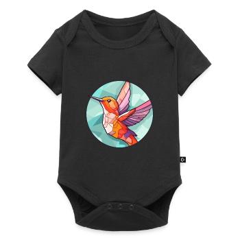 Colibri vitrail coloré dessin animé Kawaii - Body à manches courtes Premium Bébé - noir - Devant