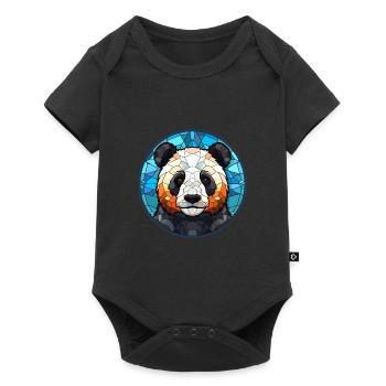 Panda Stained Glass Colorful Cartoon Kawaii Animal - Baby Premium short-sleeve bodysuit - black - Front