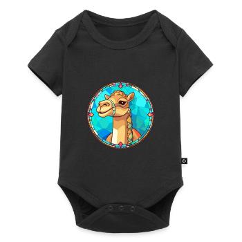 Kamel-Buntglas-Bunt-Cartoon-Kawaii-Tier - Baby Premium Kurzarmbody - Schwarz - Vorne