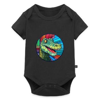 Crocodile Stained Glass Colorful Cartoon Kawaii An - Baby Premium short-sleeve bodysuit - black - Front