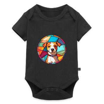 Hund Bunte Karikatur Kawaii Tier - Baby Premium Kurzarmbody - Schwarz - Vorne