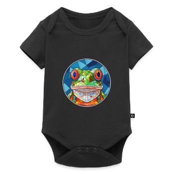 Grenouille vitrail coloré dessin animé Kawaii Animal - Body à manches courtes Premium Bébé - noir - Devant