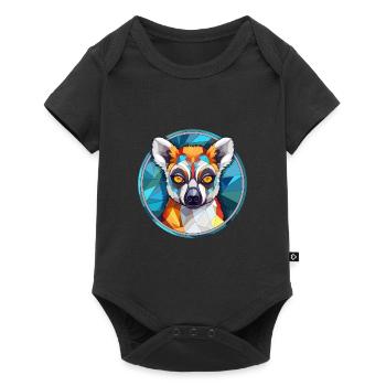 Lemur Stained Glass Colorful Cartoon Kawaii Animal - Baby Premium short-sleeve bodysuit - black - Front