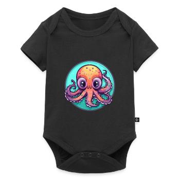 Poulpe vitrail coloré Cartoon Kawaii Anim - Body à manches courtes Premium Bébé - noir - Devant