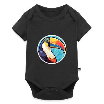 Tukan Bunte Karikatur Kawaii Anima - Baby Premium Kurzarmbody - Schwarz - Vorne