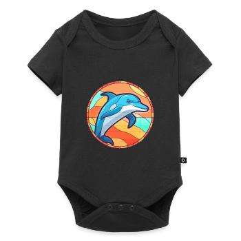 Delfin Buntes Glas Bunte Karikatur Kawaii Anim - Baby Premium Kurzarmbody - Schwarz - Vorne