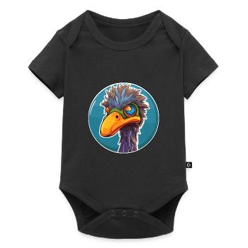 Emu Stained Glass Colorful Cartoon Kawaii Animal - Baby Premium short-sleeve bodysuit - black - Front