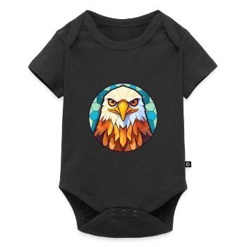 Falke Buntglas Bunte Karikatur Kawaii Anima - Baby Premium Kurzarmbody - Schwarz - Vorne