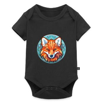 Renard vitrail coloré dessin animé Kawaii Animal - Body à manches courtes Premium Bébé - noir - Devant