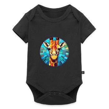 Girafe vitrail coloré dessin animé Kawaii Anim - Body à manches courtes Premium Bébé - noir - Devant