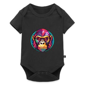 Gorilla Stained Glass Colorful Cartoon Kawaii Anim - Baby Premium short-sleeve bodysuit - black - Front
