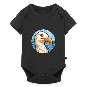 Seagull Stained Glass Colorful Cartoon Kawaii Anim - Baby Premium short-sleeve bodysuit - black - Front