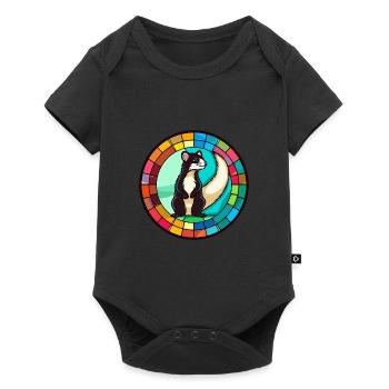 Skunk vitrail coloré dessin animé Kawaii Animal - Body à manches courtes Premium Bébé - noir - Devant